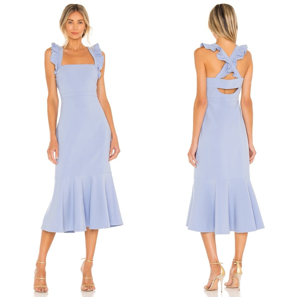 Likely Hara Dress in Lavender Luster Ruffle Strap Midi Dress Size 4